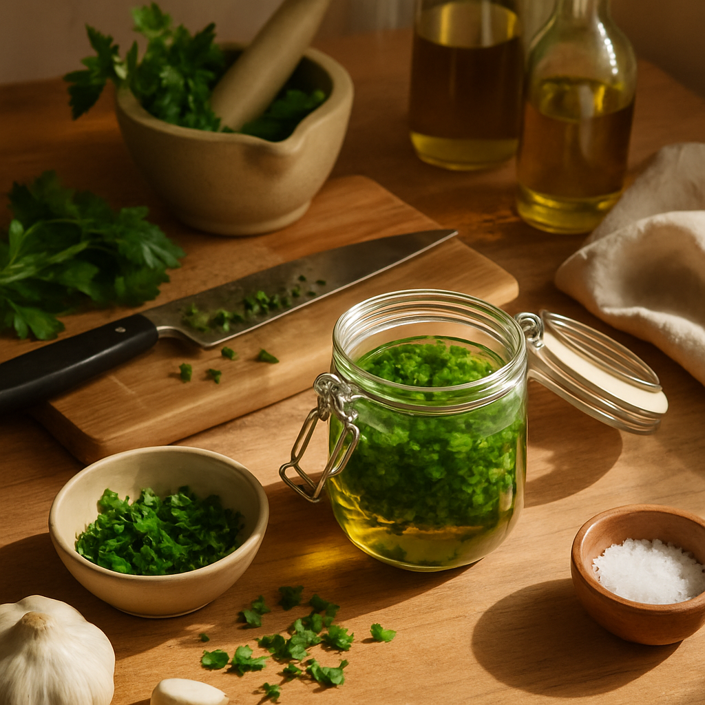 How to Build a Flavourful Herb Oil to Finish Soups, Pastas and Roasted Dishes