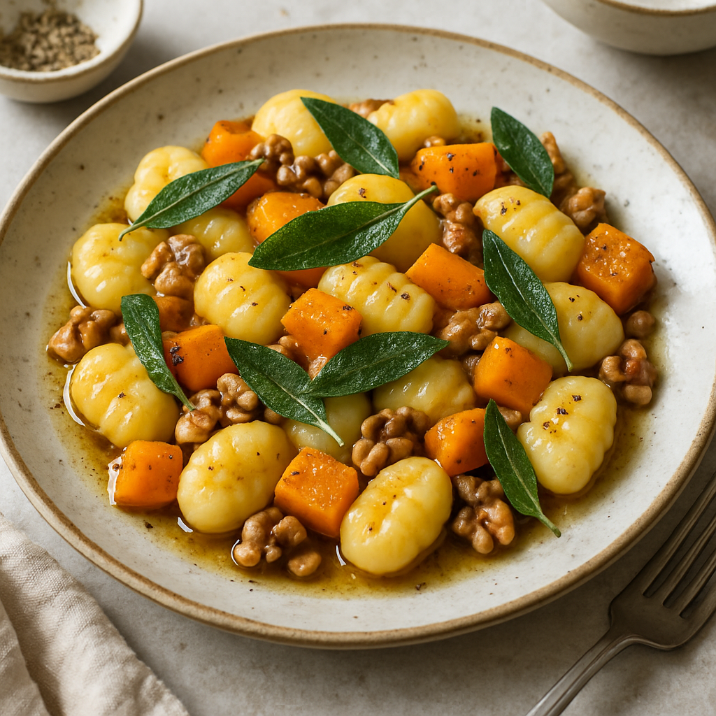 Roasted Butternut Squash and Sage Gnocchi with Brown Butter and Walnuts