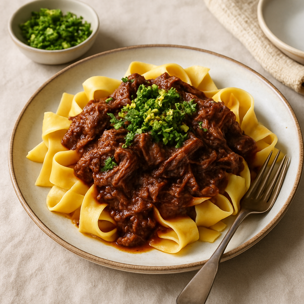 Slow-Cooked Beef Shin Ragu with Pappardelle and Gremolata