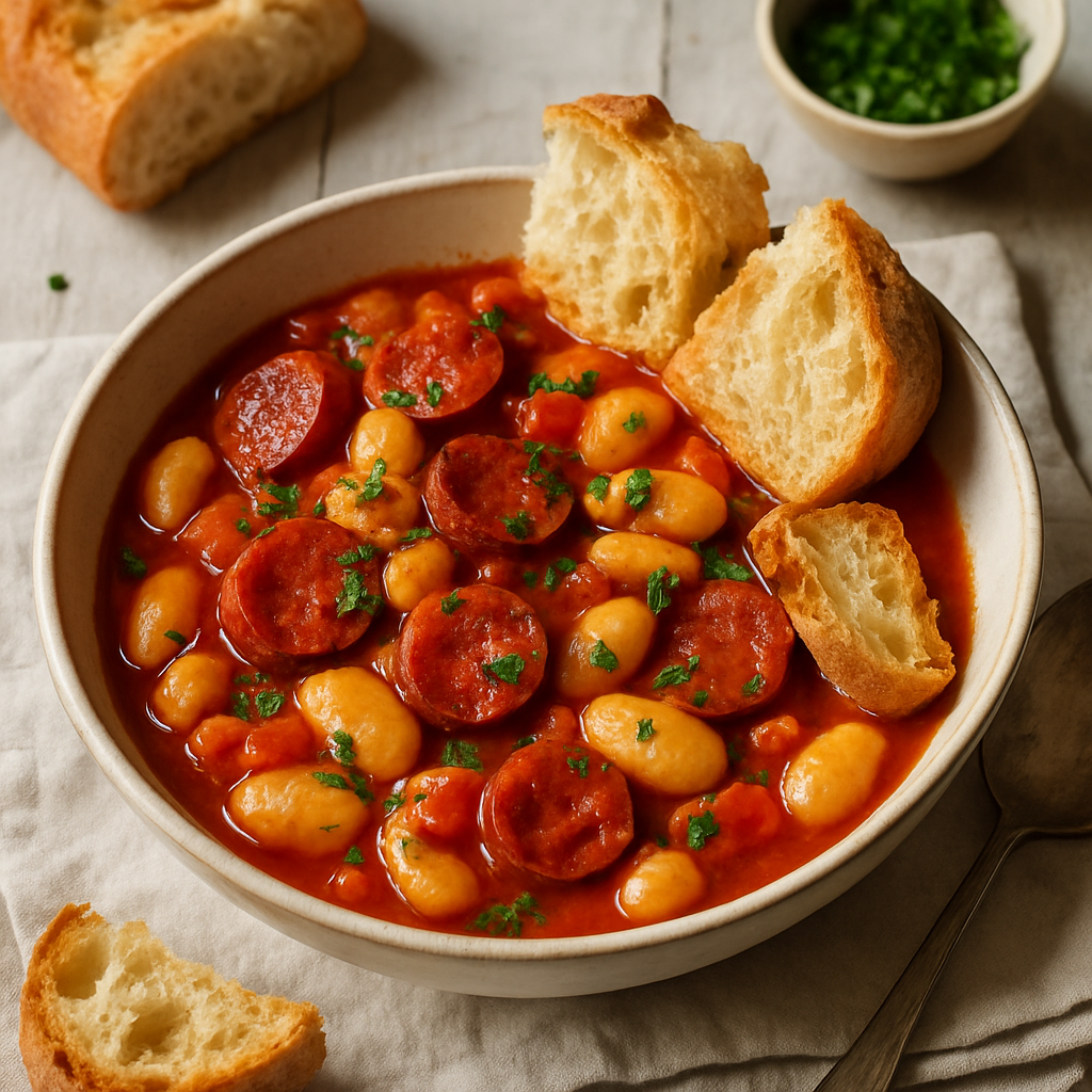 Smoky Chorizo and Butter Bean Stew with Crusty Bread