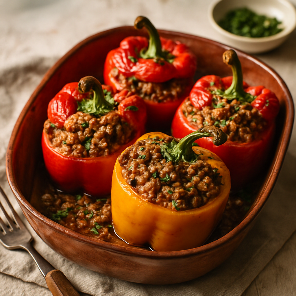 Turkish-Style Stuffed Peppers with Spiced Lamb and Bulgur